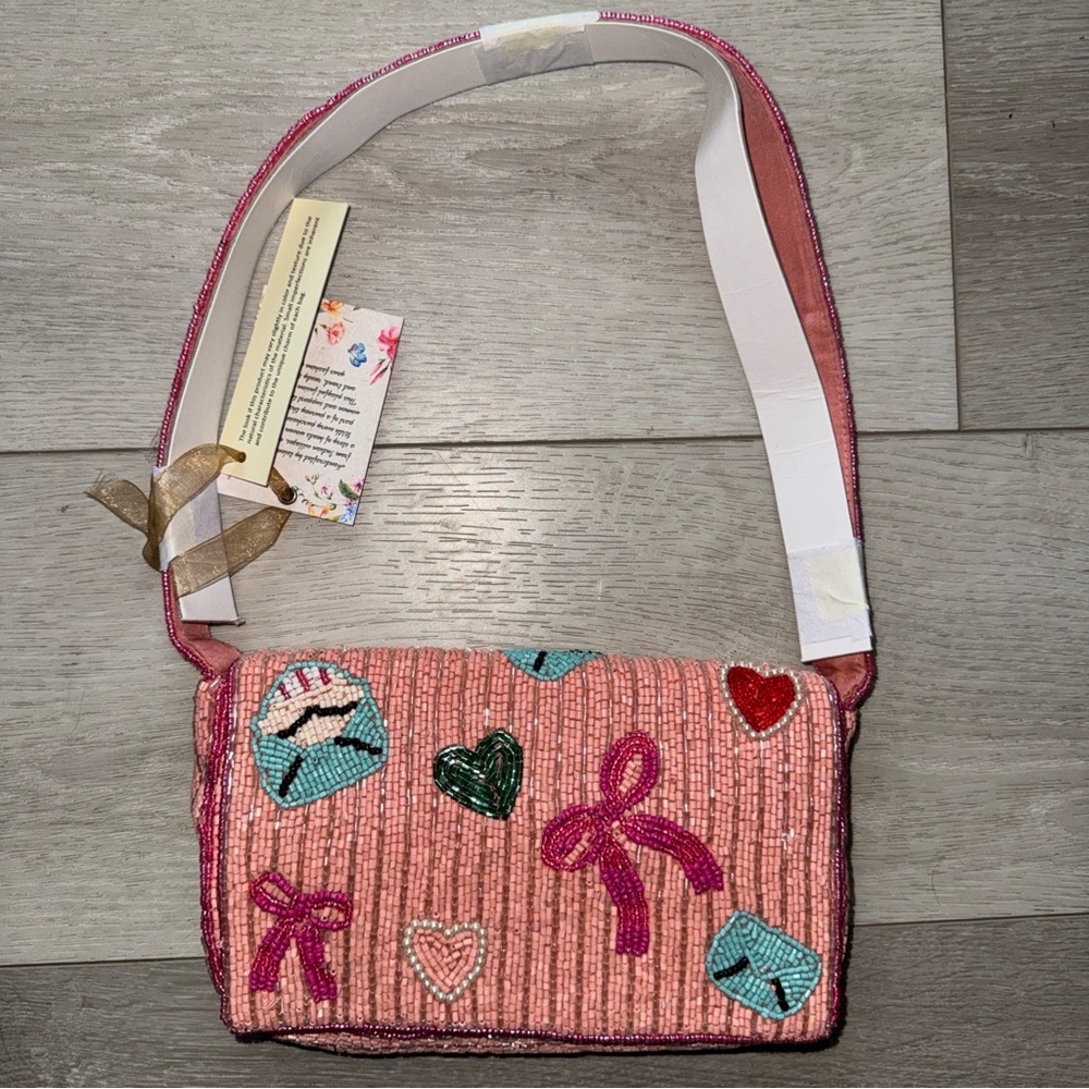 Beaded Pink Love Letter Valentine’s Day Shoulder Bag 🩷💝💖
